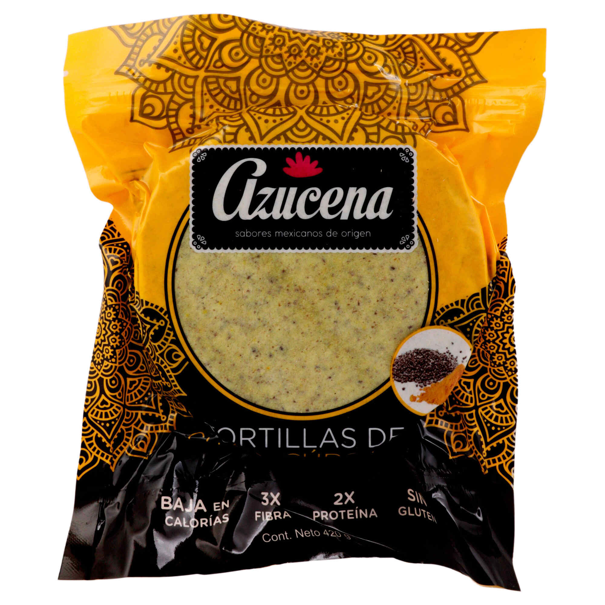 Tortilla de maiz Azucena Chia Curcuma 420 Gr - 7 Eleven | Grupo Iconn